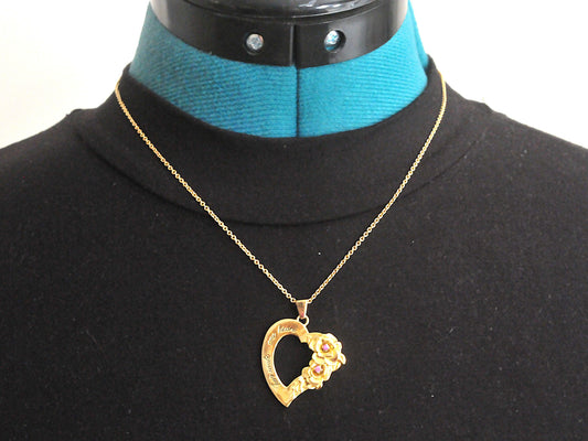 Gold over Sterling Flower Heart Necklace