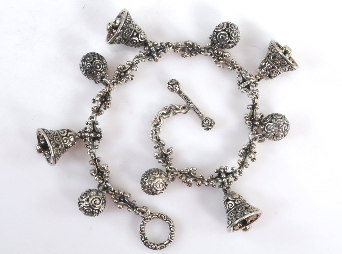 Novica Sterling Silver Singing Bells Charm Bracelet