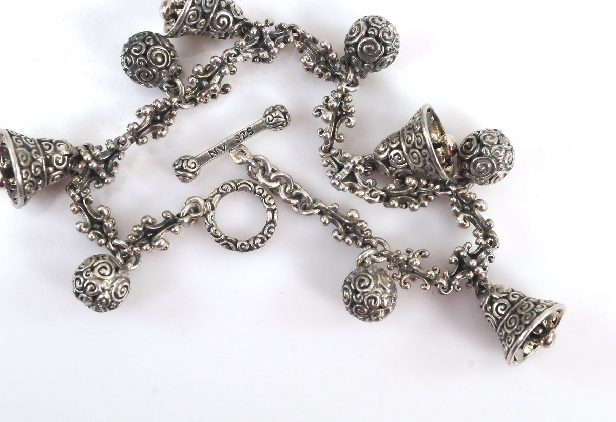 Novica Sterling Silver Singing Bells Charm Bracelet