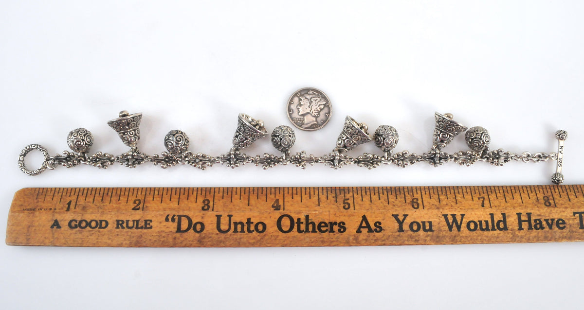 Novica Sterling Silver Singing Bells Charm Bracelet