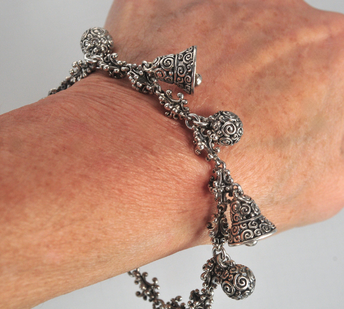 Novica Sterling Silver Singing Bells Charm Bracelet