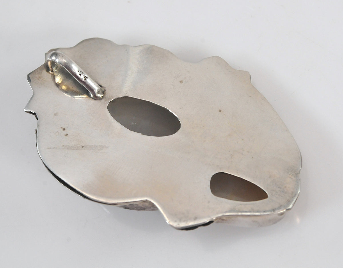 HUGE Sterling Silver Artisan Multi-Stone Floral Pendant