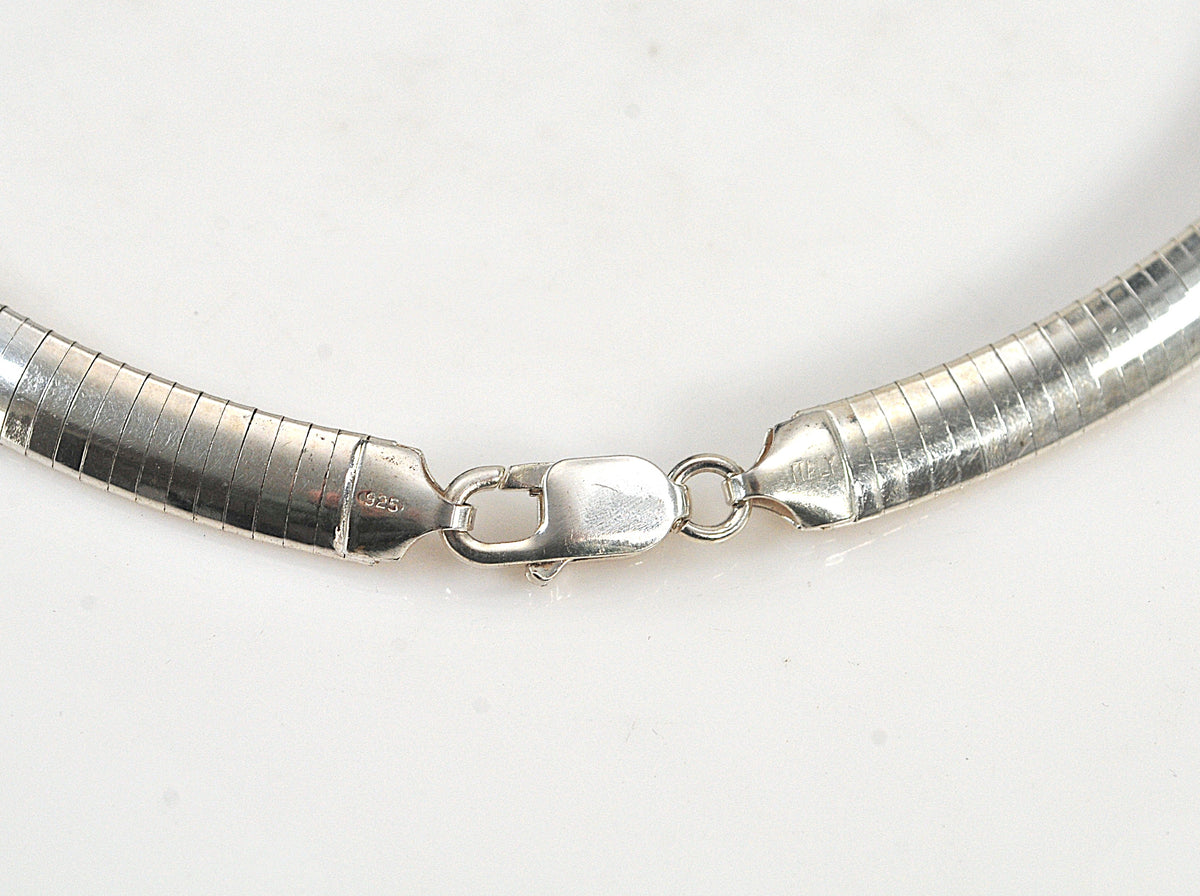 925 Italy Sterling Silver 7.5mm Omega Necklace
