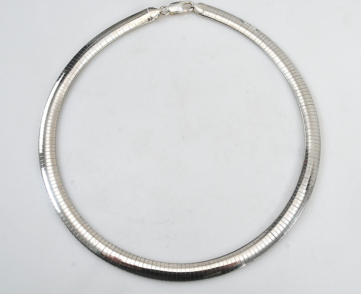 925 Italy Sterling Silver 7.5mm Omega Necklace