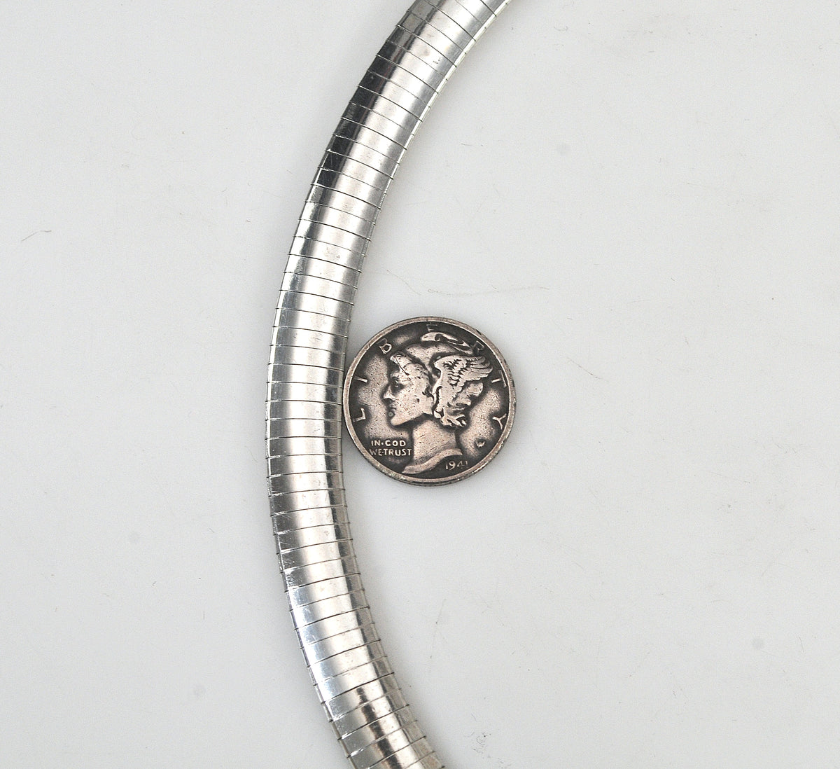 925 Italy Sterling Silver 7.5mm Omega Necklace