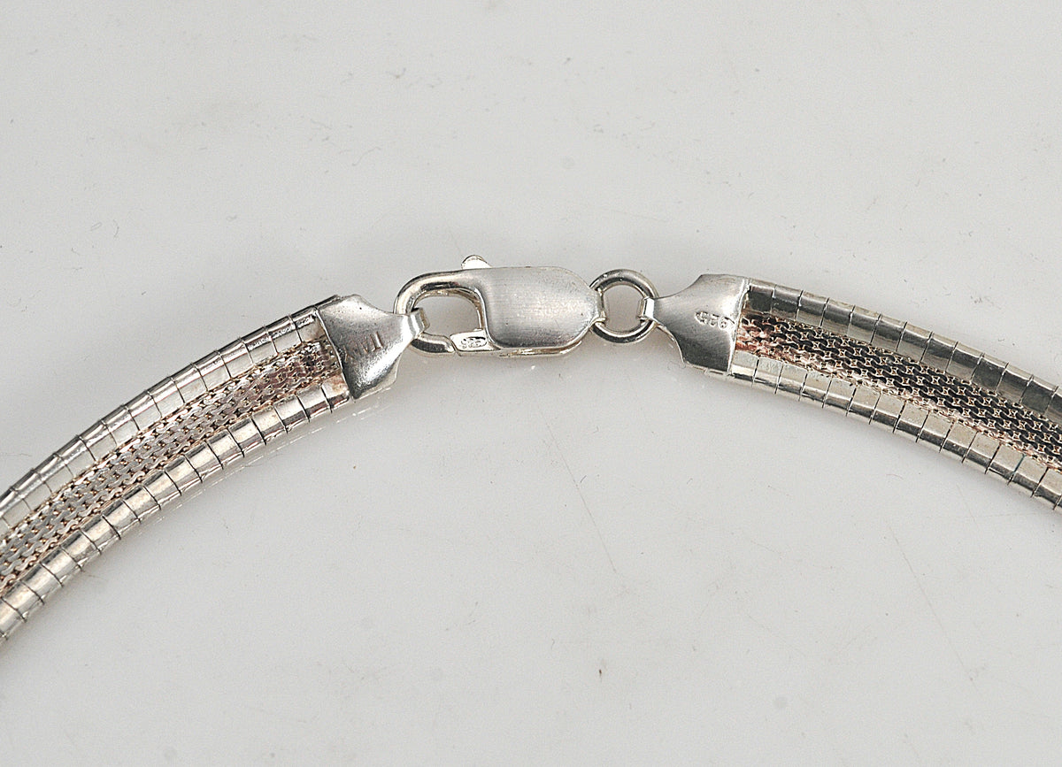 925 Italy Sterling Silver 7.5mm Omega Necklace