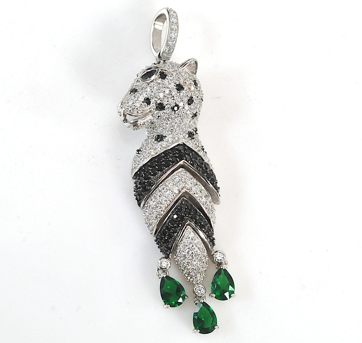 Sterling Silver CZ Panther Pendant