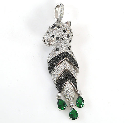 Sterling Silver CZ Panther Pendant