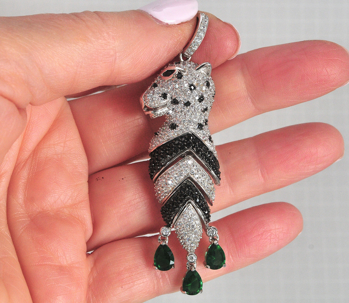 Sterling Silver CZ Panther Pendant