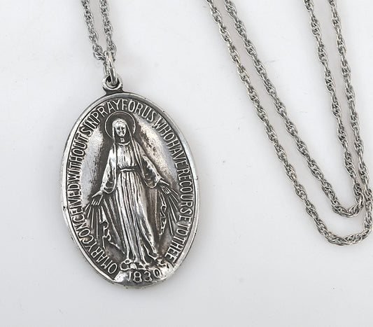 Vintage HMH Sterling Silver Large Miraculous Medal