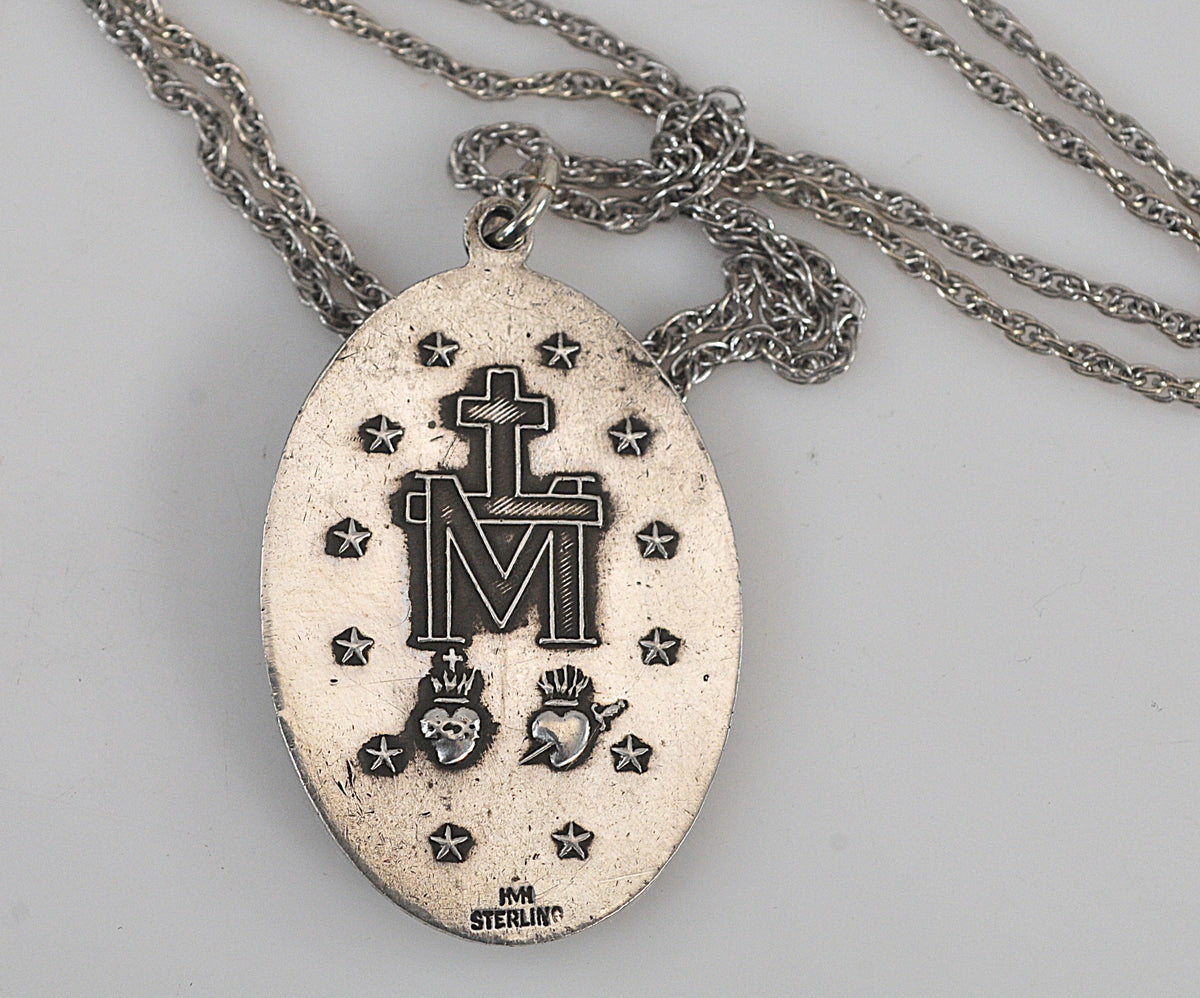 Vintage HMH Sterling Silver Large Miraculous Medal