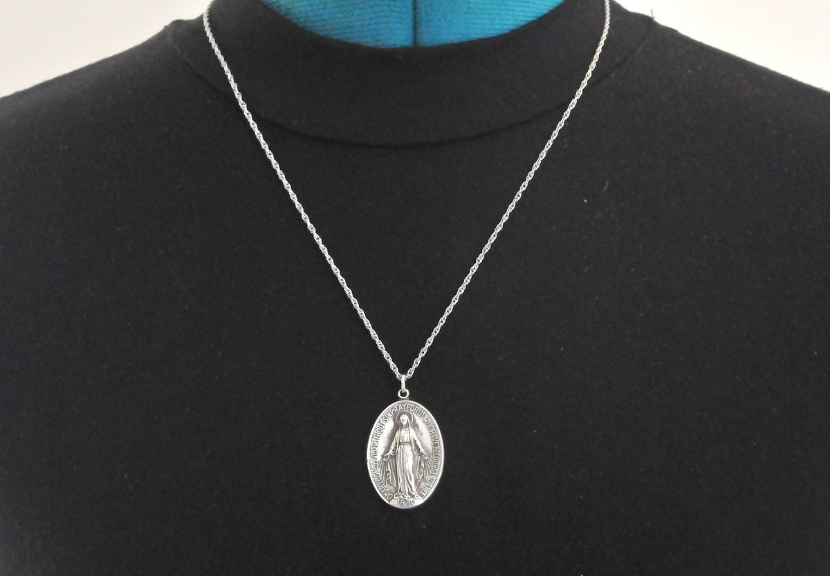 Vintage HMH Sterling Silver Large Miraculous Medal