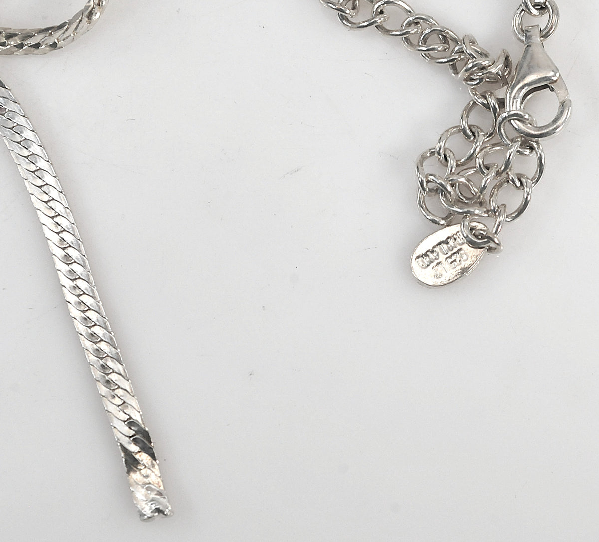 Adjustable Sterling Silver Herringbone Bow Necklace
