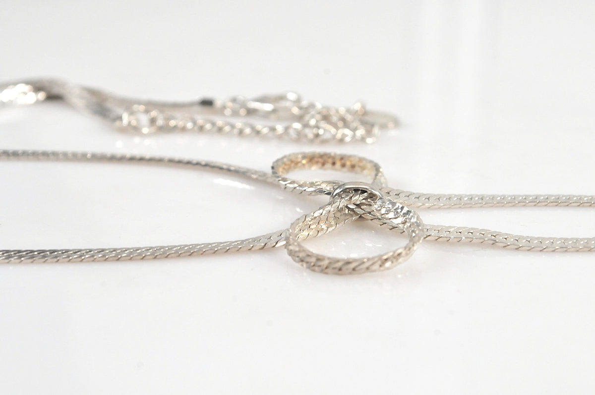 Adjustable Sterling Silver Herringbone Bow Necklace