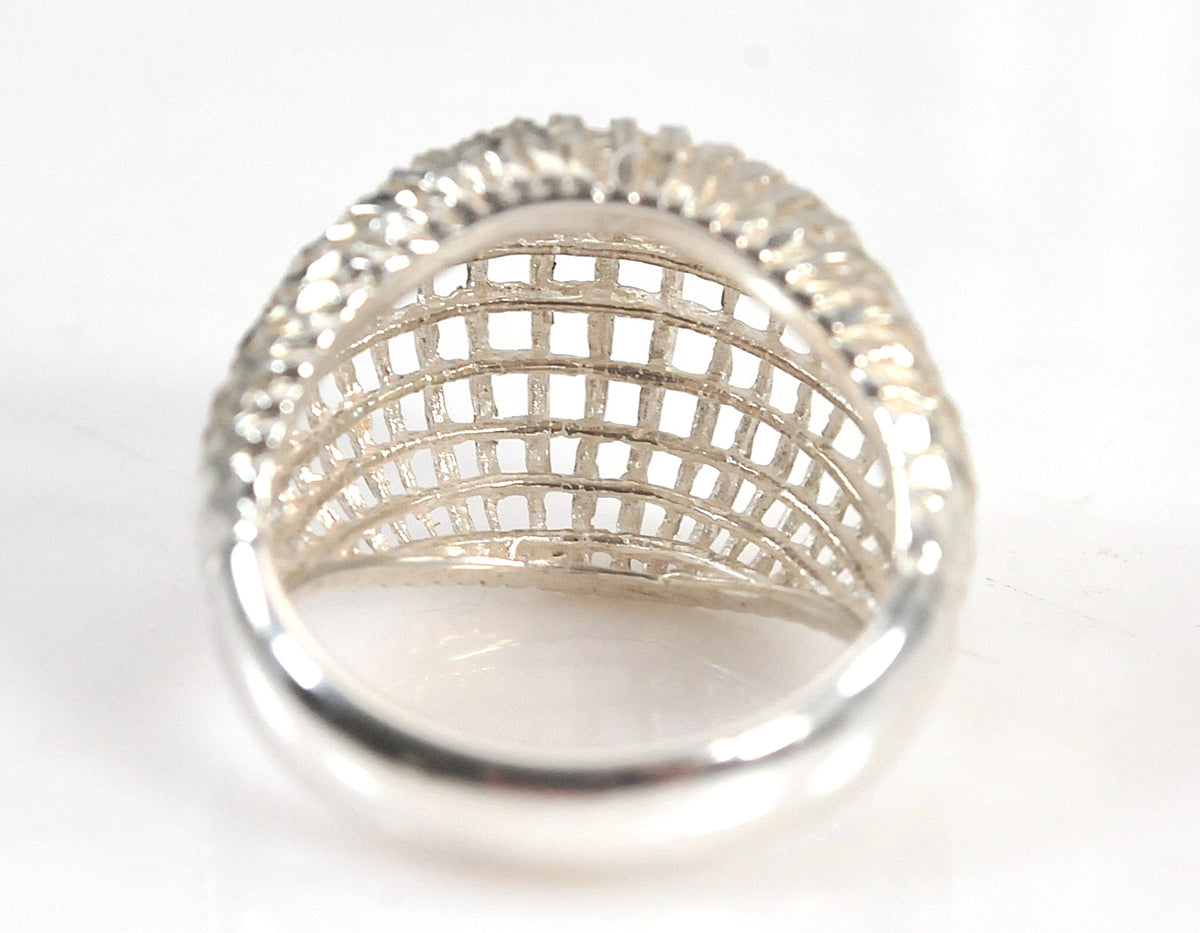 Sterling Silver Diamond Cut Weaved Dome Ring