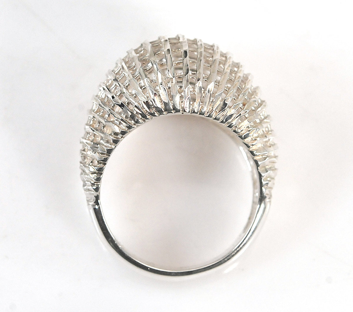 Sterling Silver Diamond Cut Weaved Dome Ring