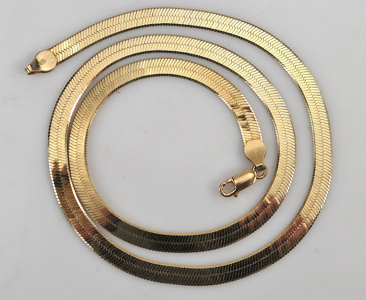 925 Italy Gold over Sterling Silver Herringbone Necklace