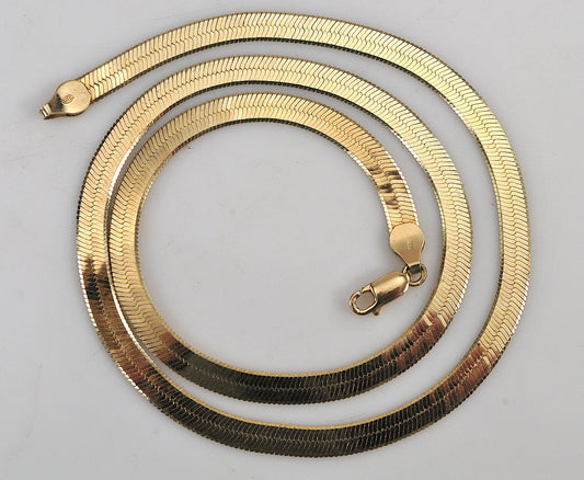 925 Italy Gold over Sterling Silver Herringbone Necklace