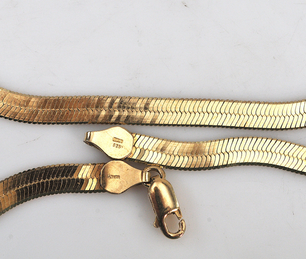 925 Italy Gold over Sterling Silver Herringbone Necklace