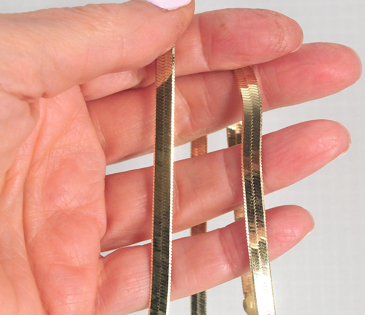 925 Italy Gold over Sterling Silver Herringbone Necklace