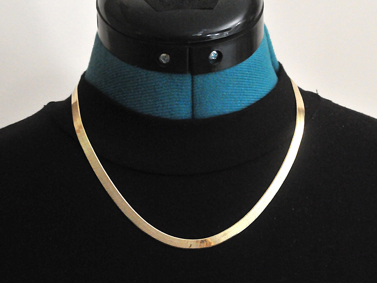 925 Italy Gold over Sterling Silver Herringbone Necklace
