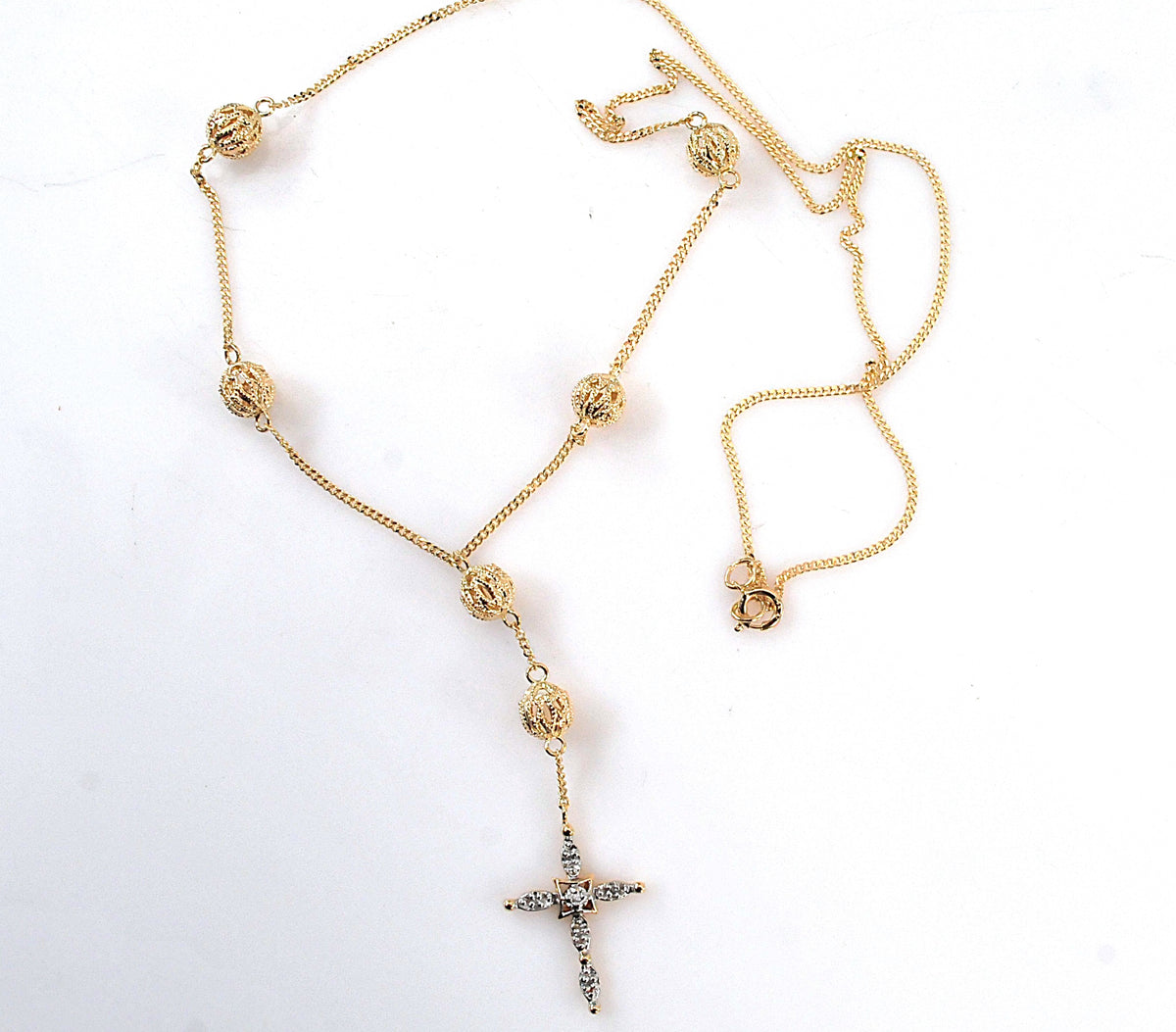 14K Gold Diamond Cross Necklace
