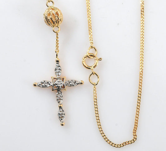 14K Gold Diamond Cross Necklace