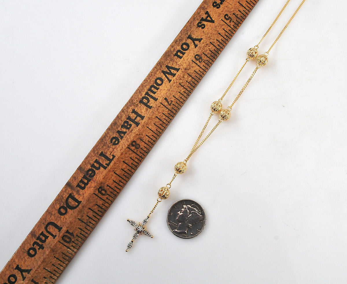 14K Gold Diamond Cross Necklace