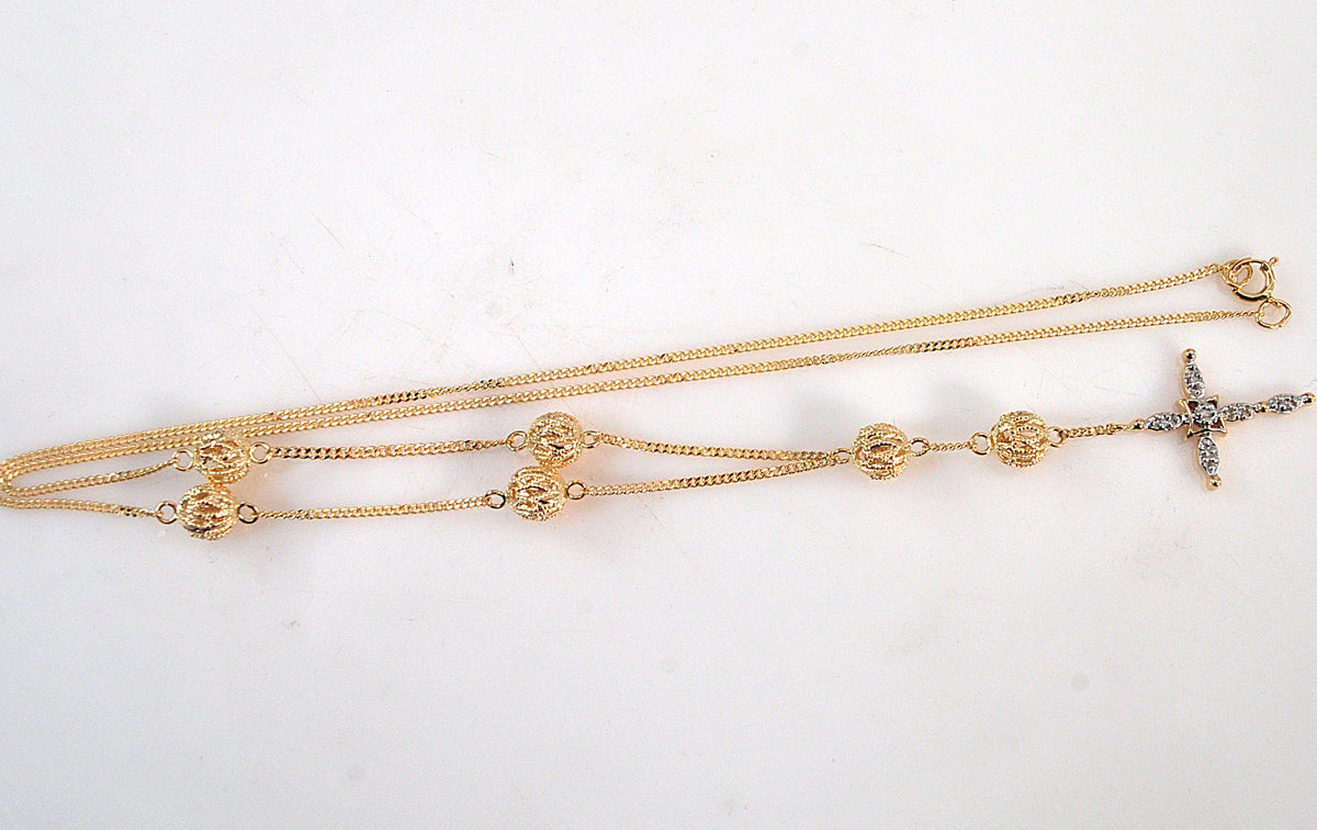 14K Gold Diamond Cross Necklace
