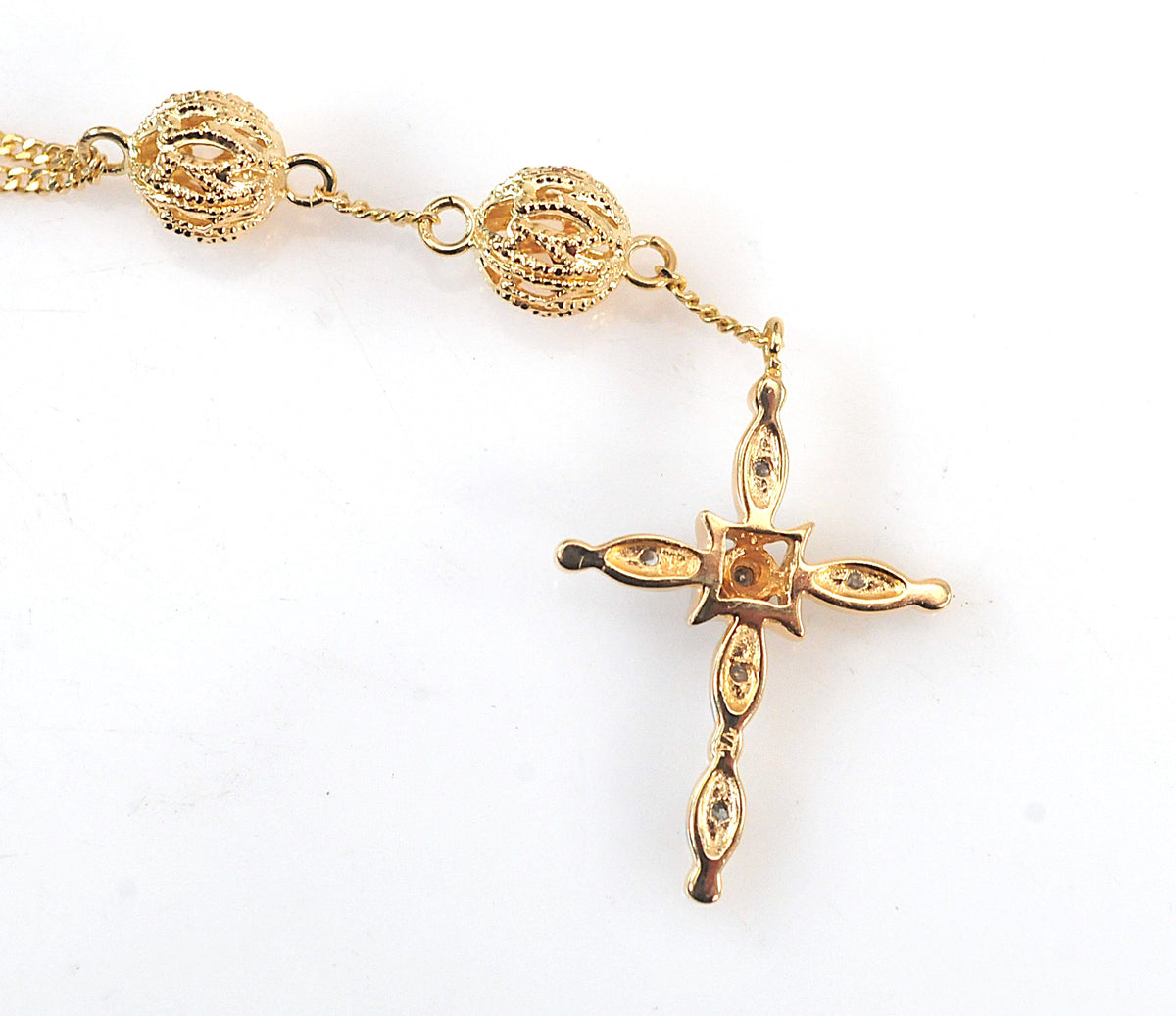 14K Gold Diamond Cross Necklace
