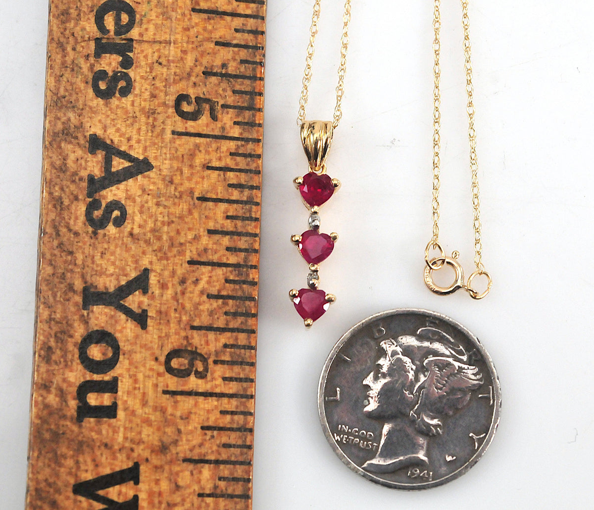 Chuck Clemency 10K Gold Ruby Heart Journey Pendant Necklace with Diamond accents