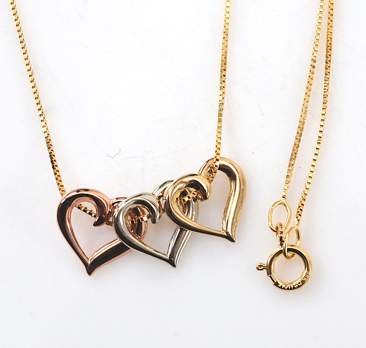 Michael Anthony 10K Gold Tri-Color Slider 3 Heart Necklace