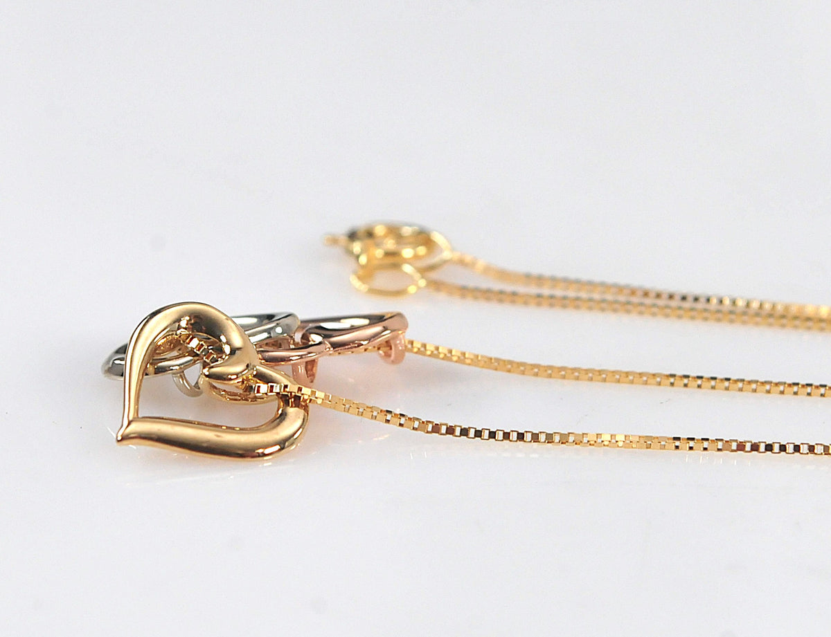 Michael Anthony 10K Gold Tri-Color Slider 3 Heart Necklace