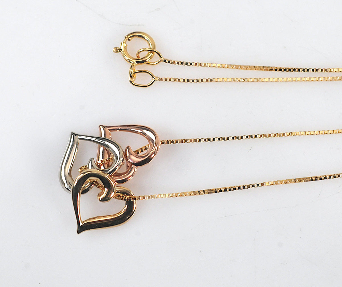 Michael Anthony 10K Gold Tri-Color Slider 3 Heart Necklace