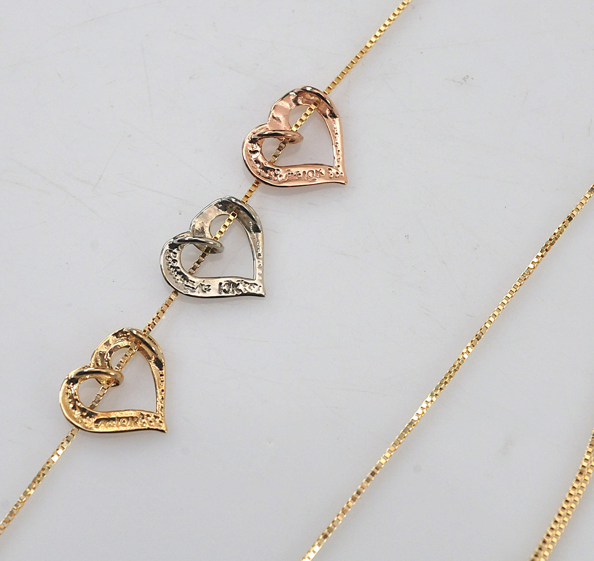 Michael Anthony 10K Gold Tri-Color Slider 3 Heart Necklace