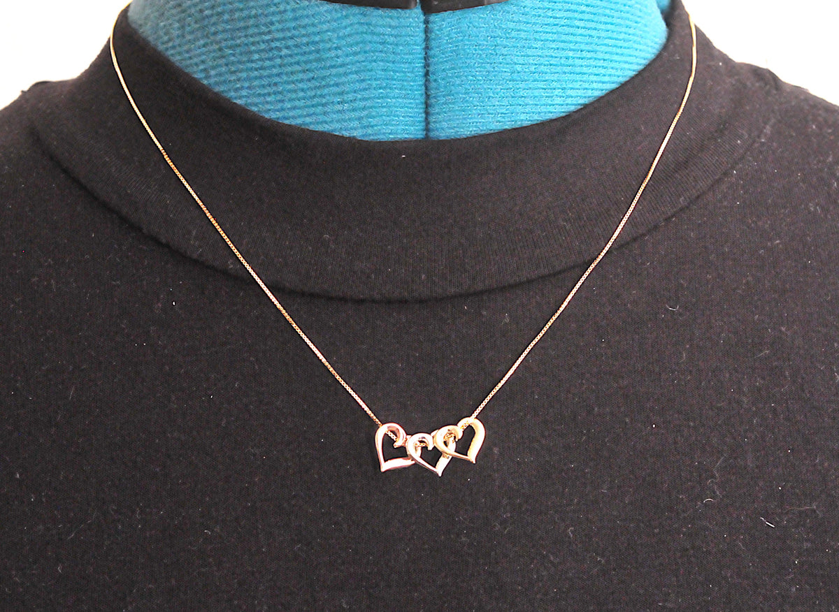 Michael Anthony 10K Gold Tri-Color Slider 3 Heart Necklace