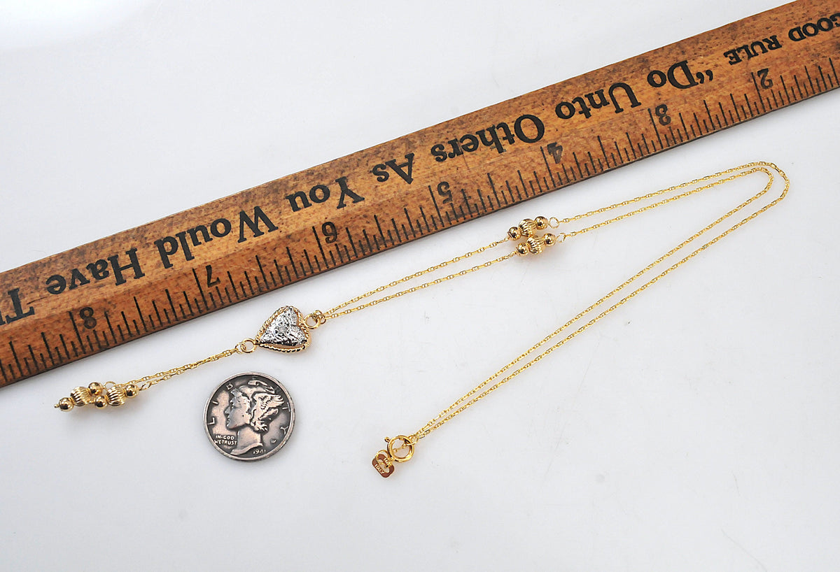 14K Gold Diamond Heart Y Necklace