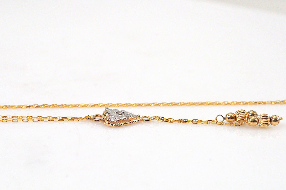 14K Gold Diamond Heart Y Necklace