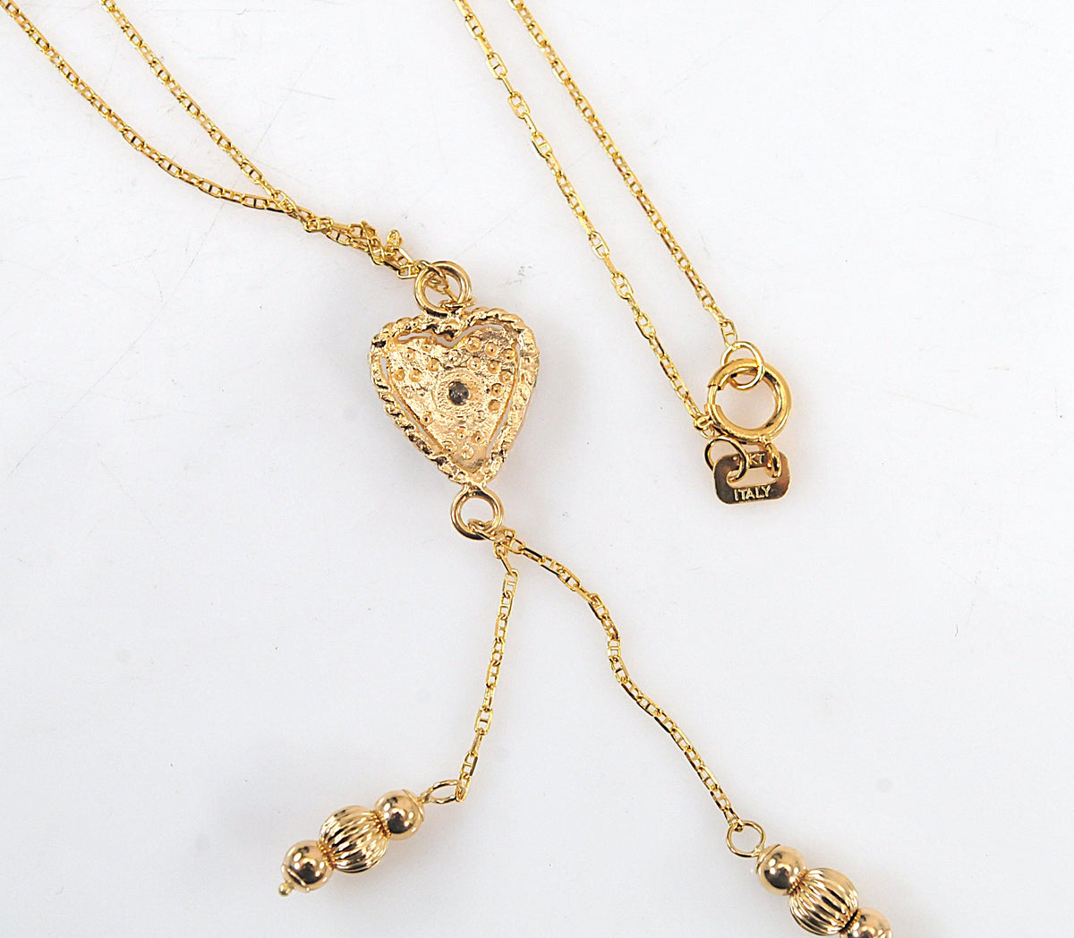 14K Gold Diamond Heart Y Necklace