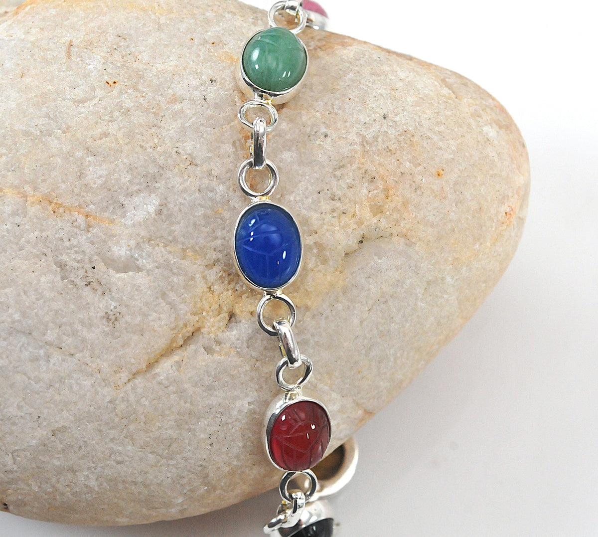 Sterling Silver Mini Scarab Bracelet
