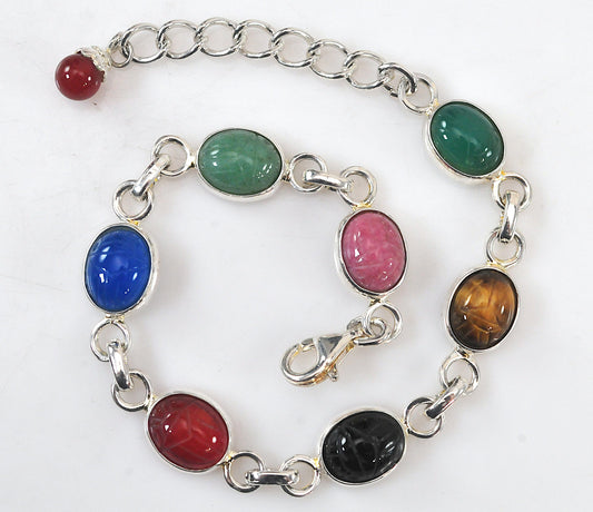 Sterling Silver Mini Scarab Bracelet