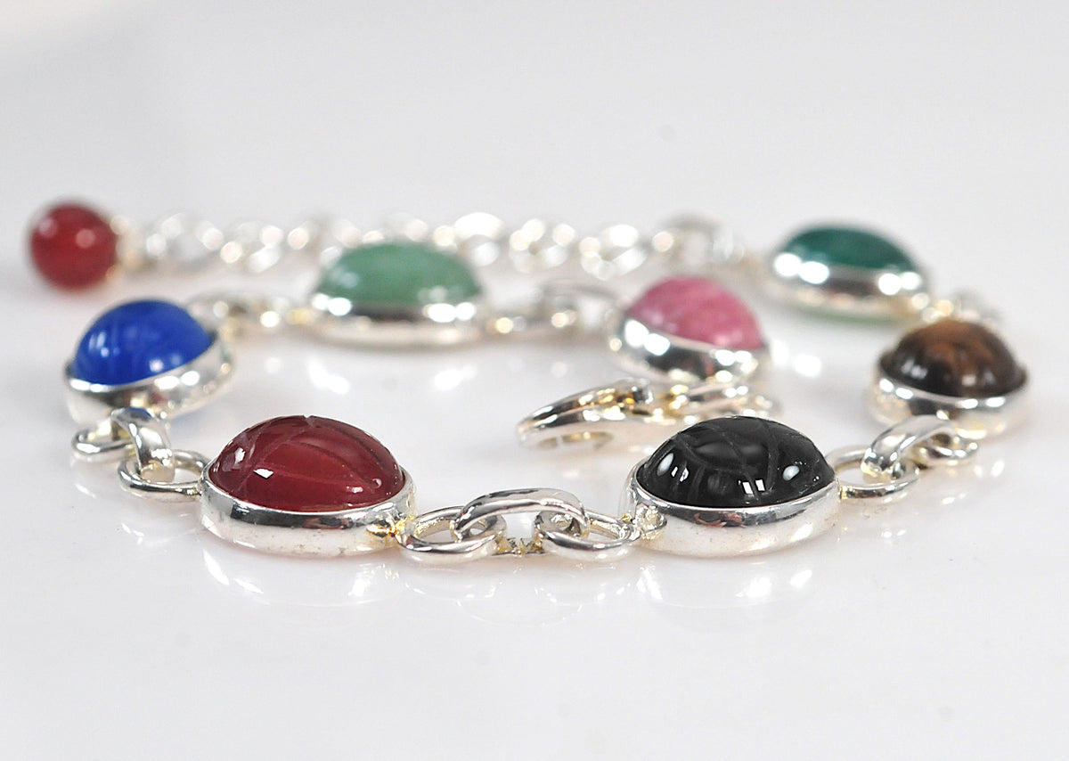 Sterling Silver Mini Scarab Bracelet