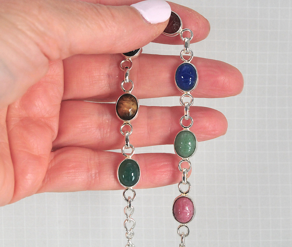 Sterling Silver Mini Scarab Bracelet
