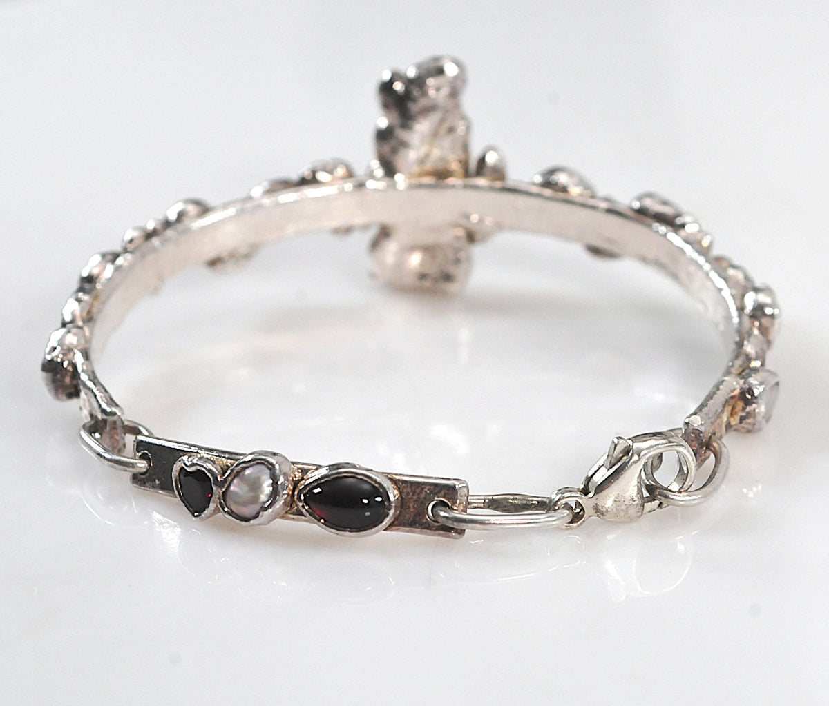 Solid 999 Fine Silver Bracelet, Baroque Pearls, Avant Garde Design