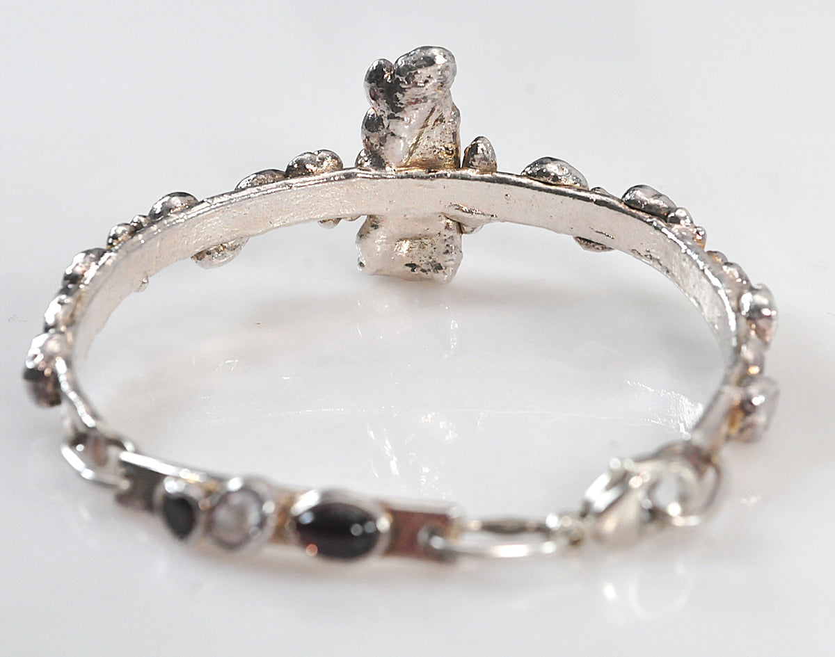 Solid 999 Fine Silver Bracelet, Baroque Pearls, Avant Garde Design