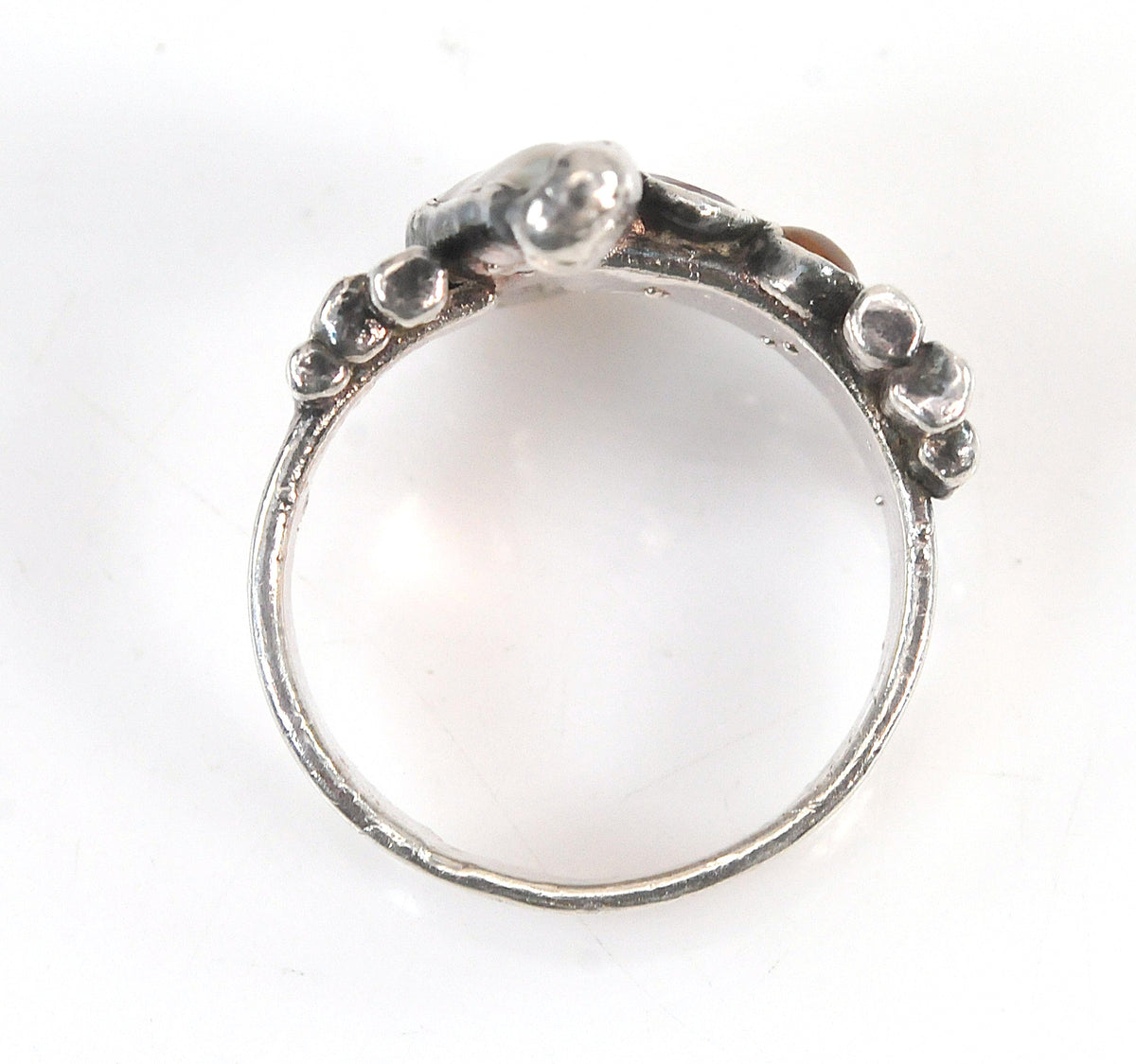 Solid 999 Fine Silver Ring, Baroque Pearls, Avant Garde Ring