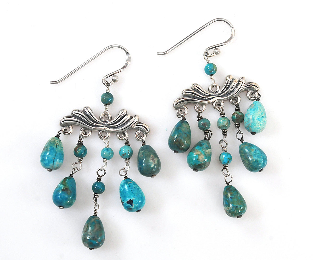 Barse Sterling Silver Turquoise Chandelier Earrings