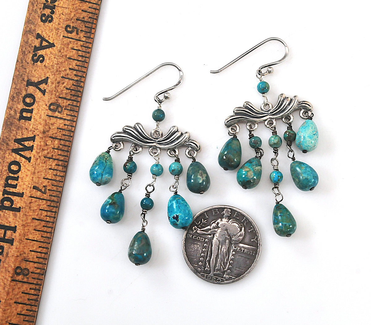 Barse Sterling Silver Turquoise Chandelier Earrings