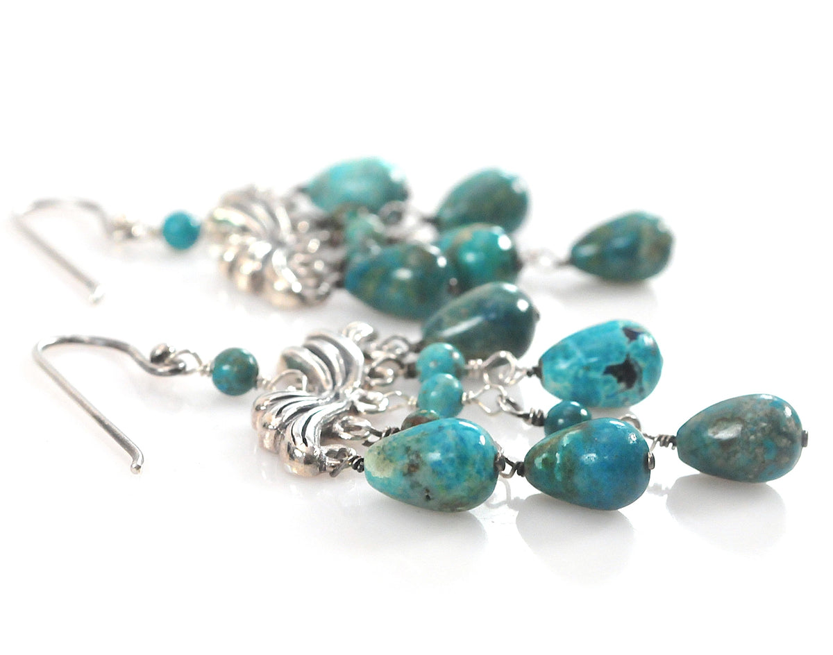 Barse Sterling Silver Turquoise Chandelier Earrings