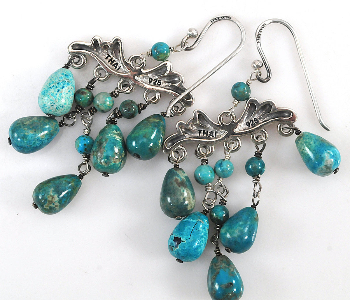 Barse Sterling Silver Turquoise Chandelier Earrings